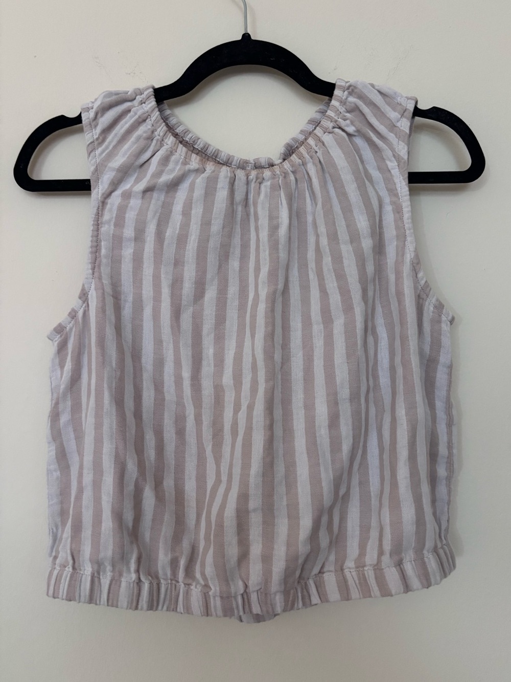Pact Coastal Double Gauze Organic Cotton Bubble Hem Top Rockport Stripe M